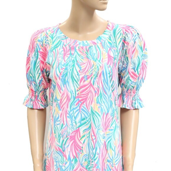 Lilly Pulitzer Adley Short Sleeve Mini Dress Smocked Printed Resort M NEW 282423 - Picture 6 of 9